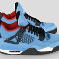 Blue Sneakers With Red Lining Black Laces Mesh Panels White Accents And Black Sole