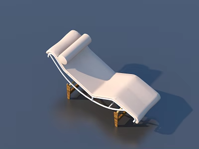 White Lounge Chair With Wooden Frame And Sleek Design For Comfortable Relaxation 3d model