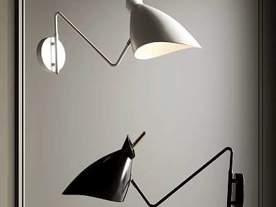 Modern Wall Lamps With Curved Metal Arms In White And Black Contemporary Design 3d model