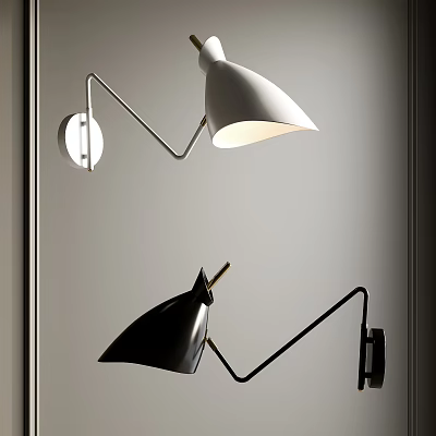 Modern Wall Lamps With Curved Metal Arms In White And Black Contemporary Design 3d model