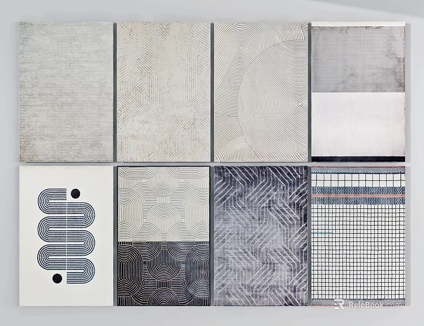 Square Rugs With Various Patterns And Textured Designs For Home Decor 3d model