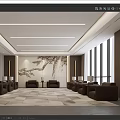 Modern Reception Room VIP Reception Room Single Leather Sofa Background Wall 3d model