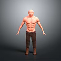 A Muscular Shirtless Man With Defined Abs Short Hair Brown Pants And Brown Boots