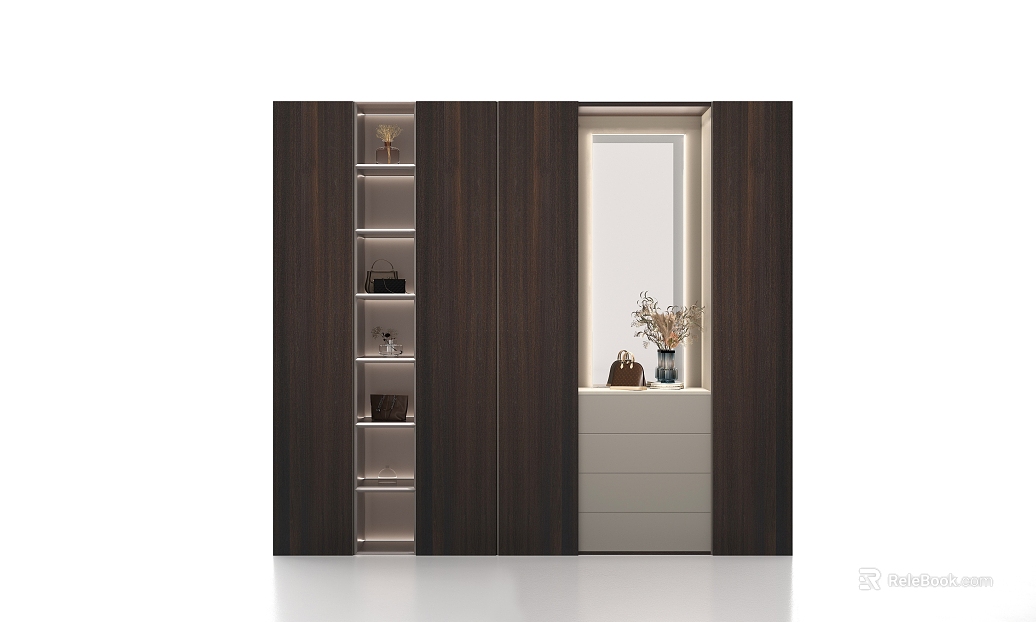 Light Luxury Entrance Shoe Cabinet Mirror Entrance Cabinet texture