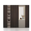 Modern Entryway Cabinet Sideboard with Storage Shelves and Decorative Vase
