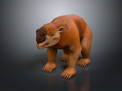 Brown large animal in standing posture with prominent facial features and sharp claws 3d model