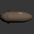Vintage Wooden Airship Boat With Large Beige Balloon Mast And Ropes Design