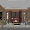 Elegant Modern Reception Room Interior With Coffee Table And Floor Lamps 3d model