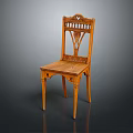 Vintage Light Wood Leisure Chair With Intricate Carved Patterns And Slender Legs