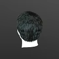 Model Displaying Short Black Hair Side Profile View On White Head Form 3d model