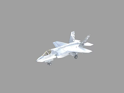 White Fighter Jet Model with Open Cockpit and Extended Landing Gear 3d model
