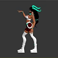 Child 3D Character Posing With Green Hair Accessories White Top Red Shorts And White Boots