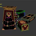 Red And Black Decorative Boxes With Golden Accents Various Shapes Sizes Ornate Patterns Gemstone Details