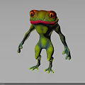 3D Rendered Frog Character With Green Body Red Eyes And Red Mouth