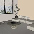 Modern multi-person sofa leisure sofa chair coffee table corner table combination 3d model