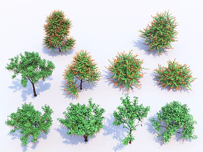 Collection Of Arbor Trees With Green Foliage And Diverse Natural Shapes 3d model