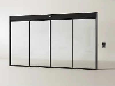 Modern Sliding Door with Glass Panels and Black Frame for Interior Space 3d model