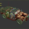 Military Off Road Vehicle With Camouflage Paint Green Canvas Top And Rugged Tires