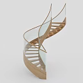 Elegant Modern Spiral Staircase With Wooden Steps And Glass Handrail
