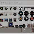 Vinyl Records and CD Discs Wall Decor with Hanging Ornaments and Display Art