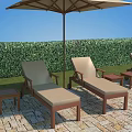 Scenic Backyard Pool Area With Green Hedge Umbrellas Loungers Palm Trees And Swan Decoration