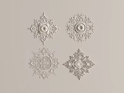 French carved plaster components French carved lamp panel 3d model