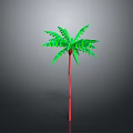 Green Leaf Palm Tree With Red Trunk Isolated On Gray Background
