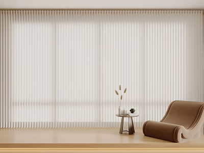 Soft White Pleated Curtains For Modern Home Living Room Elegant Interior Decor 3d model