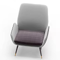 Upholstered Accent Chair Modern Design Light Gray Backrest Dark Purple Cushion Metal Legs Gold Feet
