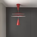 Red Layered Chandelier with Cone and Circular Elements in Modern Interior Space Design 3d model