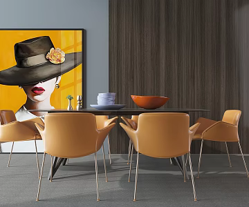 Modern Dining Table and Chair Combination 3d model