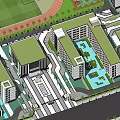 Garden Landscape Design With Sports Field Green Spaces And Building Layout