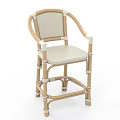 Beige Woven Leisure Chair Featuring Light Wood Frame Curved Backrest And Sturdy Design