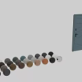Modern Dark Gray Swing Door With Geometric Lines And Metal Handle Design