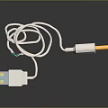 Electronic USB Sensor Cable With White Cord And Yellow Probe Head For Devices 3d model