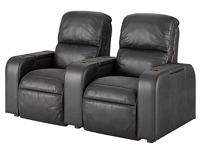 Black Leather Single Sofa Recliner With Comfortable Armrest And Cupholders For Home Theater 3d model