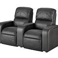 Black Leather Single Sofa Recliner With Comfortable Armrest And Cupholders For Home Theater