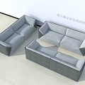 Modern Double Sofa 3D Model With Gray Fabric And Contemporary Stylish Design 3d model