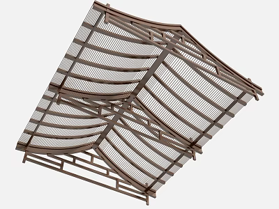 Modern Wooden Ceiling Design With Grid Lattice Structure And Geometric Patterns 3d model