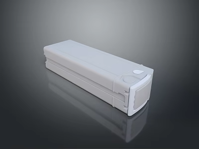 White Rectangular Object With Smooth Surface On Gray Background And Circular Button 3d model