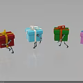 Colorful Gift Boxes With Decorative Ribbons And Cartoon Legs For Festive Decor