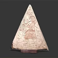 Cartoon Scene of Ancient Egyptian Pyramid With Carved Figure on Black Background