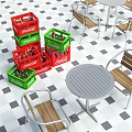 Coca Cola Stacked Storage Crates With Red Green Beverage Bottles And 3d model