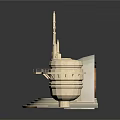 Elegant Modern Golden Architectural Model With Curved Structure Circular Base And Tower