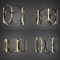Modern Circular Chandeliers With Black Gold Frames And Warm LED Lights 3d model
