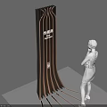 Modern Commercial Equipment Vertical Striped Display Stand With Human Figure Model For Retail