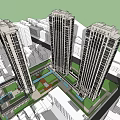 Modern High Rise Residential Buildings With Urban Green Areas And Cityscape View