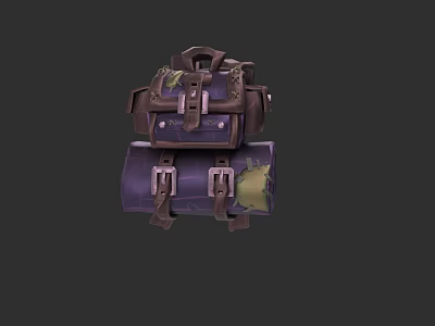 Durable Pet Backpack In Purple Brown With Metal Buckles And Adjustable Straps 3d model