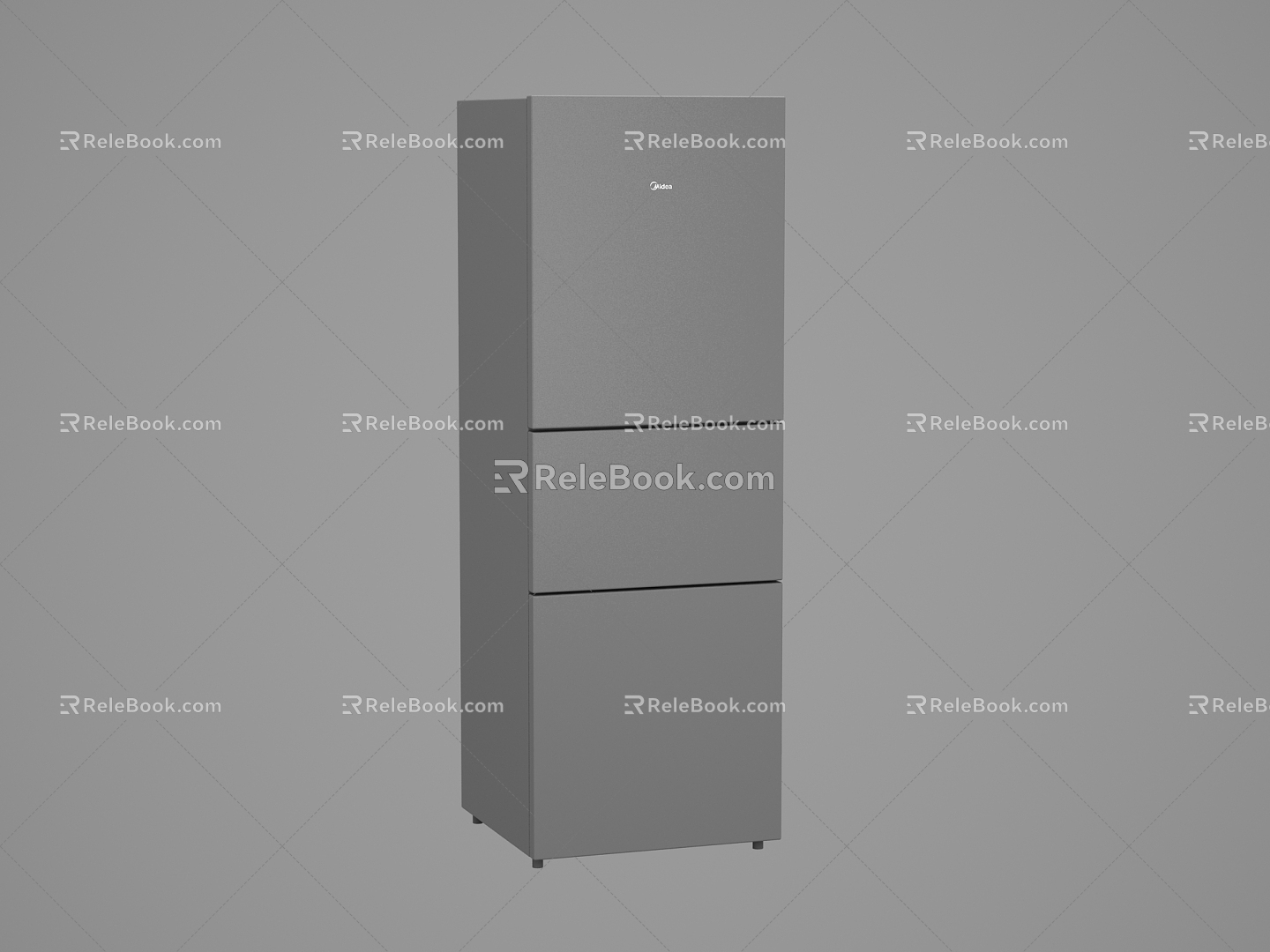 Modern three-door refrigerator 3d model