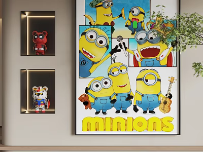 Abstract Painting Featuring Minions Colorful Characters In Playful Poses And Details 3d model